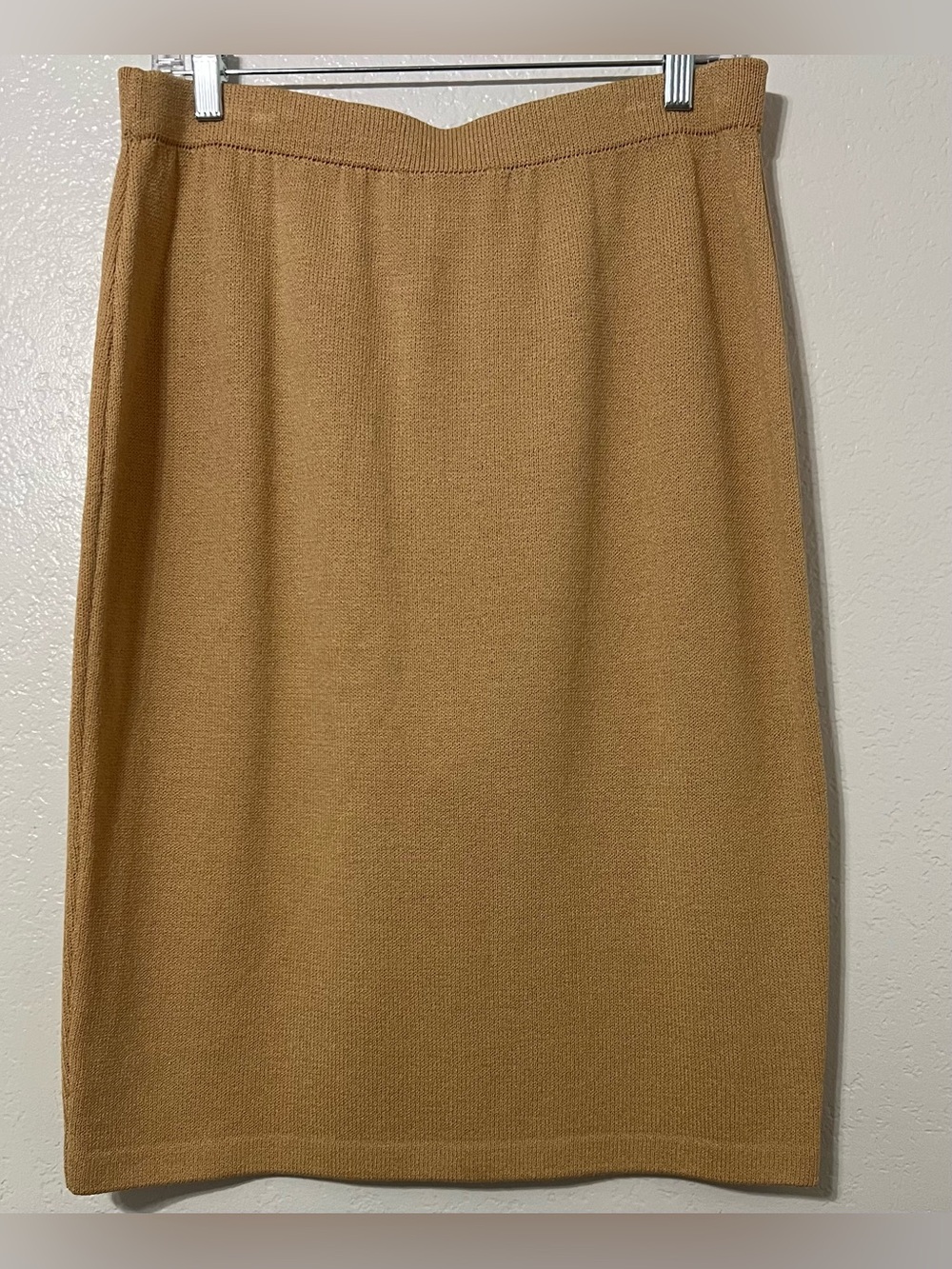 St. John Collection Marie Gray Knit Skirt Suit Set Camel Tan Luxe Career Chic - Picture 8 of 10